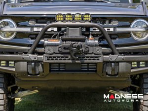 Ford Bronco Front Bumper Guard - Safari Bar - OE Modular Bumper - Rough Country - w/ 4x 3in Osram Wide Angle Lights Ford Bronco Front Bumper Guard - Safari Bar - OE Modular Bumper - Rough Country - w/ 4x 3in Osram Wide Angle Lights